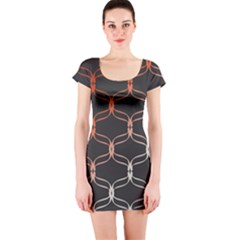 Cadenas Chinas Abstract Design Pattern Short Sleeve Bodycon Dress by Simbadda