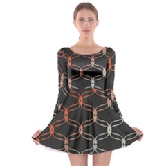 Cadenas Chinas Abstract Design Pattern Long Sleeve Skater Dress by Simbadda