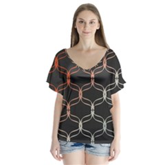 Cadenas Chinas Abstract Design Pattern Flutter Sleeve Top by Simbadda