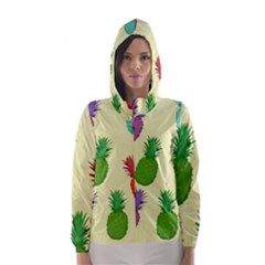 Colorful Pineapples Wallpaper Background Hooded Wind Breaker (women) by Simbadda