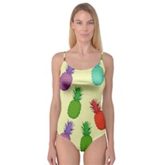 Colorful Pineapples Wallpaper Background Camisole Leotard  by Simbadda