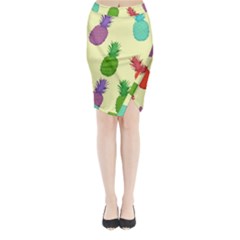 Colorful Pineapples Wallpaper Background Midi Wrap Pencil Skirt by Simbadda