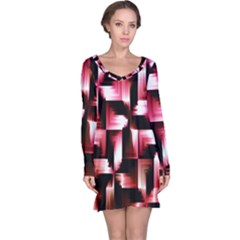 Red And Pink Abstract Background Long Sleeve Nightdress by Simbadda