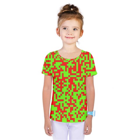 Colorful Qr Code Digital Computer Graphic Kids  One Piece Tee by Simbadda