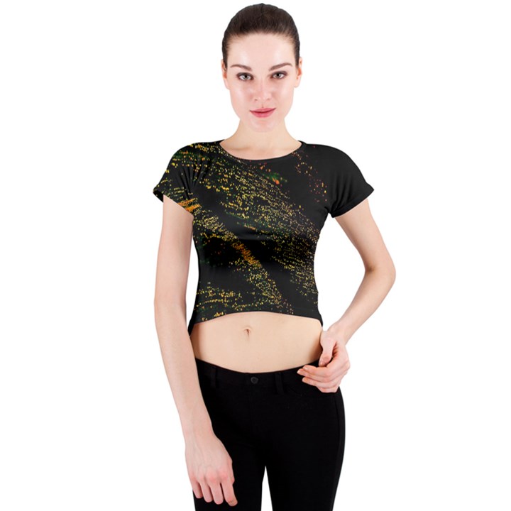 Abstract Background Crew Neck Crop Top