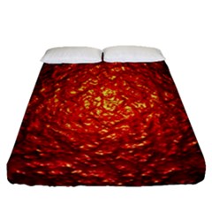 Abstract Red Lava Effect Fitted Sheet (queen Size) by Simbadda