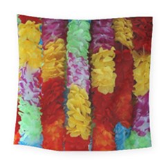 Colorful Hawaiian Lei Flowers Square Tapestry (large) by Simbadda