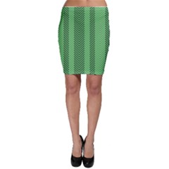 Green Herringbone Pattern Background Wallpaper Bodycon Skirt by Simbadda