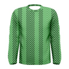 Green Herringbone Pattern Background Wallpaper Men s Long Sleeve Tee by Simbadda