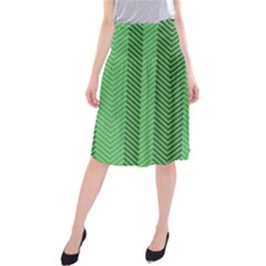 Green Herringbone Pattern Background Wallpaper Midi Beach Skirt by Simbadda