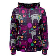 Colorful Elephants Love Background Women s Pullover Hoodie by Simbadda