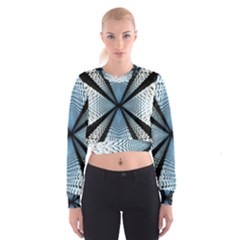 Dimension Metal Abstract Obtained Through Mirroring Women s Cropped Sweatshirt by Simbadda