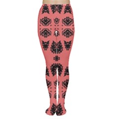 Digital Computer Graphic Seamless Patterned Ornament In A Red Colors For Design Women s Tights