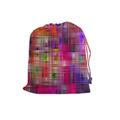 Background Abstract Weave Of Tightly Woven Colors Drawstring Pouches (large)  by Simbadda