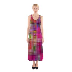 Background Abstract Weave Of Tightly Woven Colors Sleeveless Maxi Dress by Simbadda