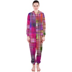 Background Abstract Weave Of Tightly Woven Colors Hooded Jumpsuit (ladies)  by Simbadda
