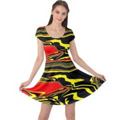 Abstract Clutter Cap Sleeve Dresses
