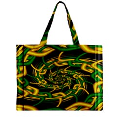 Green Yellow Fractal Vortex In 3d Glass Zipper Mini Tote Bag