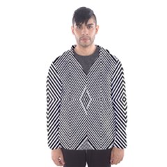 Black And White Line Abstract Hooded Wind Breaker (men) by Simbadda