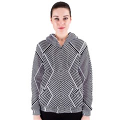 Black And White Line Abstract Women s Zipper Hoodie by Simbadda