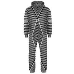 Black And White Line Abstract Hooded Jumpsuit (men)  by Simbadda