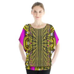 Fractal In Purple And Gold Blouse