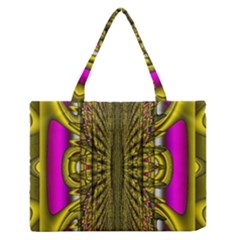 Fractal In Purple And Gold Medium Zipper Tote Bag