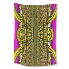 Fractal In Purple And Gold Large Tapestry