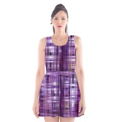 Purple Wave Abstract Background Shades Of Purple Tightly Woven Scoop Neck Skater Dress by Simbadda