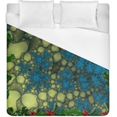 Holly Frame With Stone Fractal Background Duvet Cover (king Size)