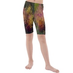Abstract Brush Strokes In A Floral Pattern  Kids  Mid Length Swim Shorts