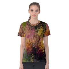 Abstract Brush Strokes In A Floral Pattern  Women s Cotton Tee