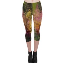 Abstract Brush Strokes In A Floral Pattern  Capri Leggings 