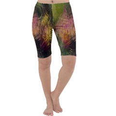 Abstract Brush Strokes In A Floral Pattern  Cropped Leggings 