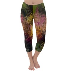 Abstract Brush Strokes In A Floral Pattern  Capri Winter Leggings  by Simbadda