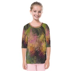 Abstract Brush Strokes In A Floral Pattern  Kids  Quarter Sleeve Raglan Tee