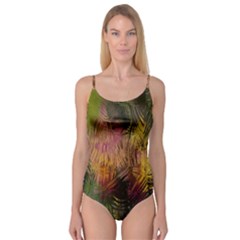 Abstract Brush Strokes In A Floral Pattern  Camisole Leotard 