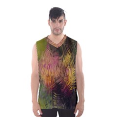 Abstract Brush Strokes In A Floral Pattern  Men s Basketball Tank Top
