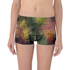 Abstract Brush Strokes In A Floral Pattern  Boyleg Bikini Bottoms