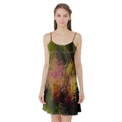 Abstract Brush Strokes In A Floral Pattern  Satin Night Slip