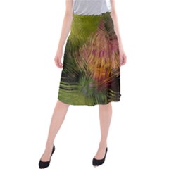 Abstract Brush Strokes In A Floral Pattern  Midi Beach Skirt