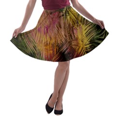 Abstract Brush Strokes In A Floral Pattern  A-line Skater Skirt