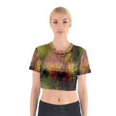 Abstract Brush Strokes In A Floral Pattern  Cotton Crop Top
