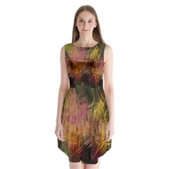 Abstract Brush Strokes In A Floral Pattern  Sleeveless Chiffon Dress  