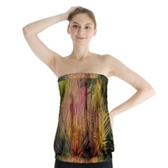 Abstract Brush Strokes In A Floral Pattern  Strapless Top