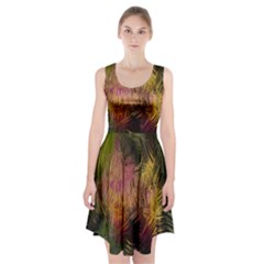 Abstract Brush Strokes In A Floral Pattern  Racerback Midi Dress