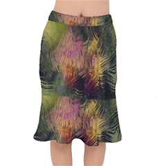 Abstract Brush Strokes In A Floral Pattern  Mermaid Skirt