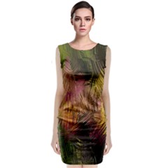Abstract Brush Strokes In A Floral Pattern  Sleeveless Velvet Midi Dress