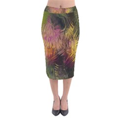 Abstract Brush Strokes In A Floral Pattern  Velvet Midi Pencil Skirt