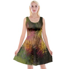 Abstract Brush Strokes In A Floral Pattern  Reversible Velvet Sleeveless Dress